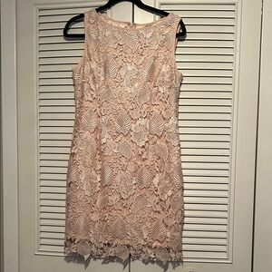 Tahari Blush Lace Mini Dress